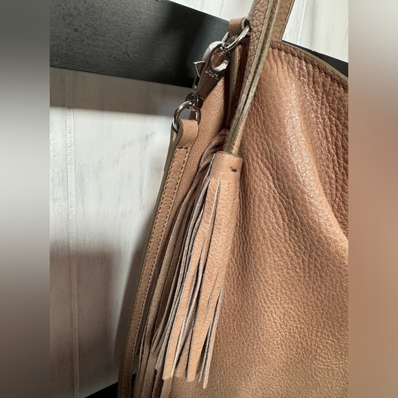 Tosca Blu FRINGED Big Nude Leather Satchel/Removable Crossbody Strap & Pouch - Picture 7 of 12